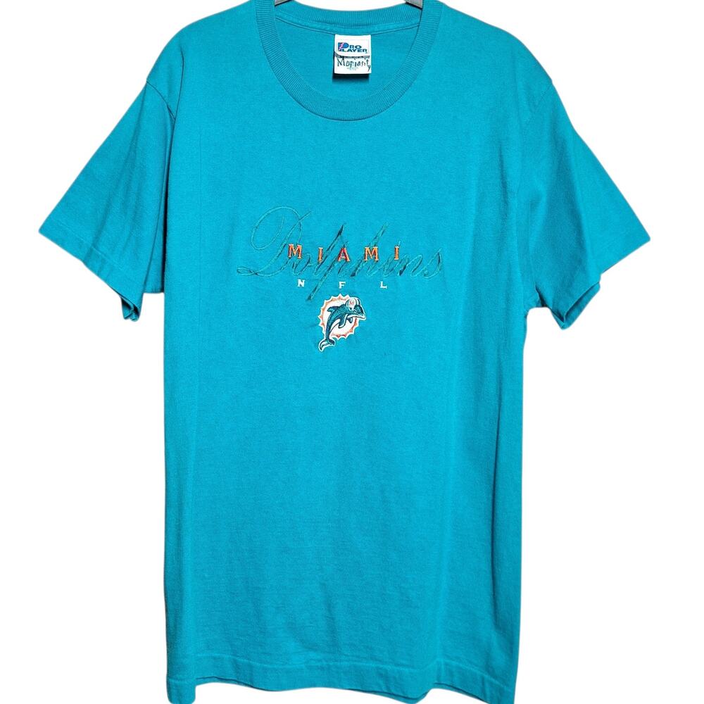 Miami Dolphins Vintage single stitch embroidered logo Pro layer tee mens M